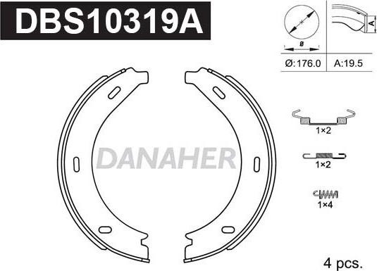 Danaher DBS10319A - Kit ganasce, Freno stazionamento autozon.pro