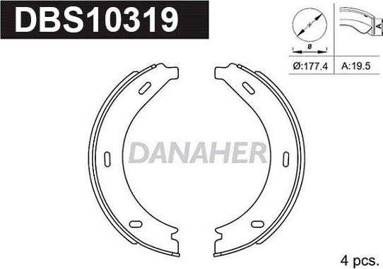 Danaher DBS10319 - Kit ganasce, Freno stazionamento autozon.pro