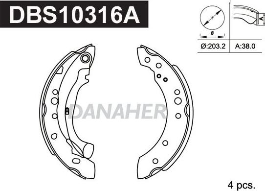 Danaher DBS10316A - Kit ganasce freno autozon.pro