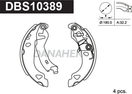 Danaher DBS10389 - Kit ganasce freno autozon.pro