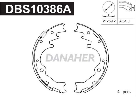 Danaher DBS10386A - Kit ganasce freno autozon.pro