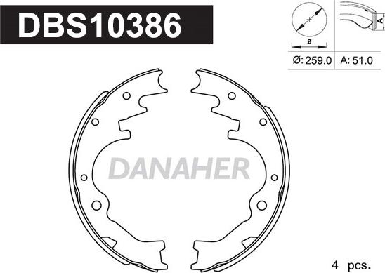 Danaher DBS10386 - Kit ganasce freno autozon.pro