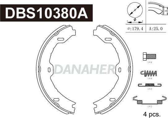 Danaher DBS10380A - Kit ganasce, Freno stazionamento autozon.pro