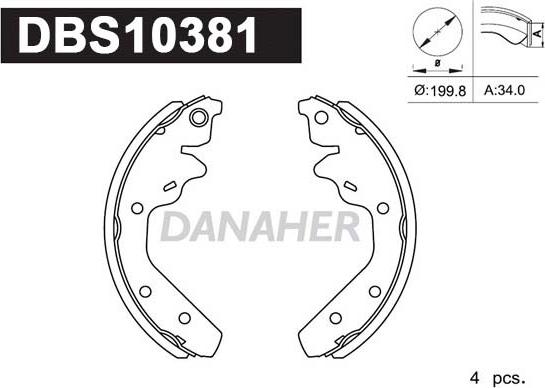 Danaher DBS10381 - Kit ganasce freno autozon.pro