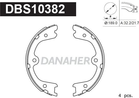 Danaher DBS10382 - Kit ganasce, Freno stazionamento autozon.pro