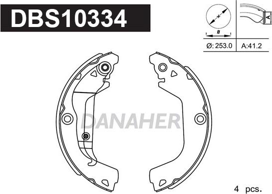 Danaher DBS10334 - Kit ganasce freno autozon.pro