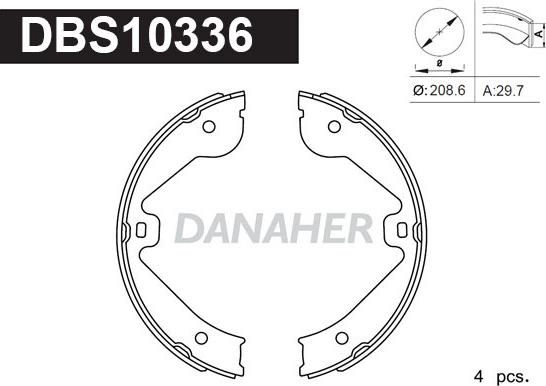 Danaher DBS10336 - Kit ganasce, Freno stazionamento autozon.pro