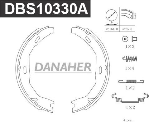 Danaher DBS10330A - Kit ganasce, Freno stazionamento autozon.pro