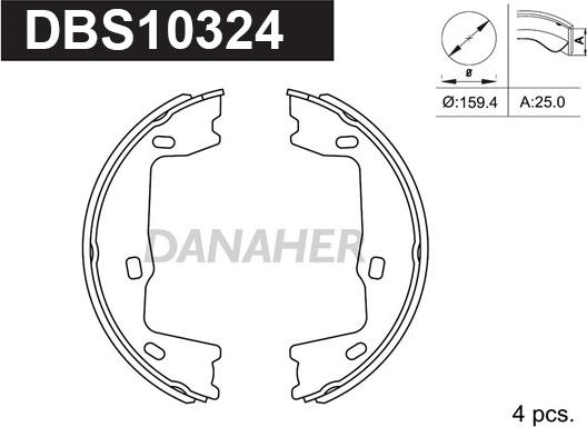 Danaher DBS10324 - Kit ganasce, Freno stazionamento autozon.pro