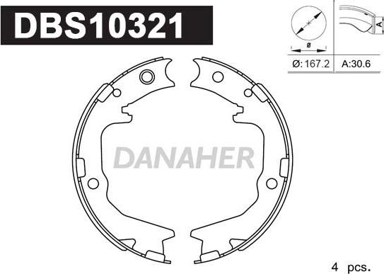 Danaher DBS10321 - Kit ganasce, Freno stazionamento autozon.pro