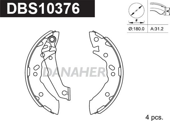 Danaher DBS10376 - Kit ganasce freno autozon.pro