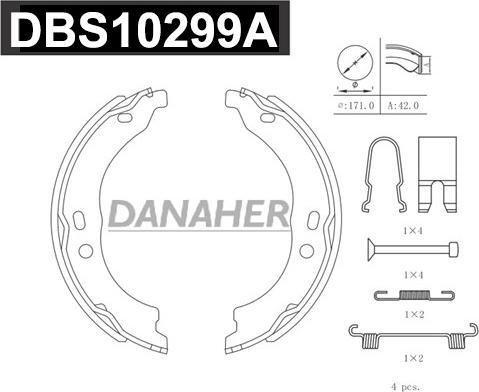 Danaher DBS10299A - Kit ganasce, Freno stazionamento autozon.pro