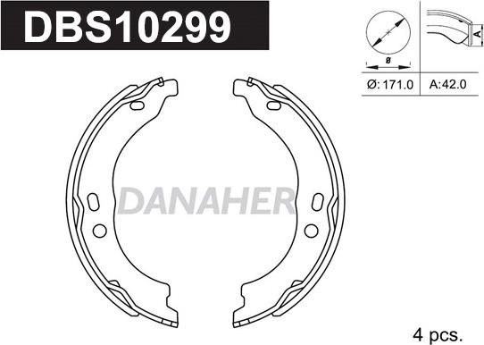 Danaher DBS10299 - Kit ganasce, Freno stazionamento autozon.pro