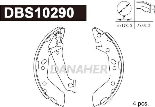 Danaher DBS10290 - Kit ganasce freno autozon.pro