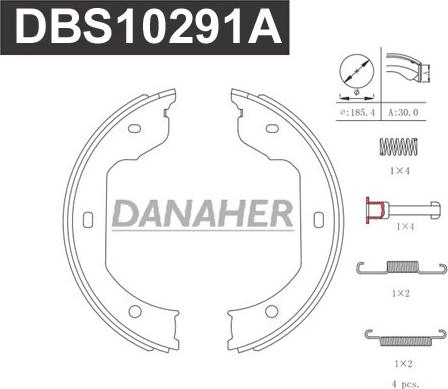 Danaher DBS10291A - Kit ganasce, Freno stazionamento autozon.pro