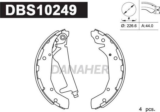 Danaher DBS10249 - Kit ganasce freno autozon.pro