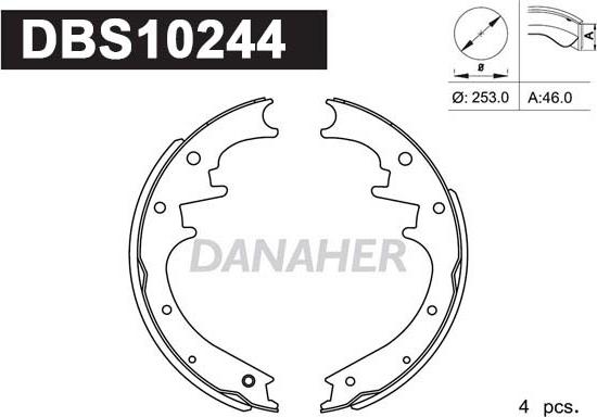 Danaher DBS10244 - Kit ganasce freno autozon.pro