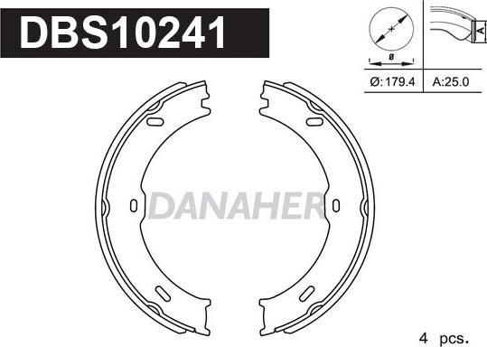 Danaher DBS10241 - Kit ganasce, Freno stazionamento autozon.pro