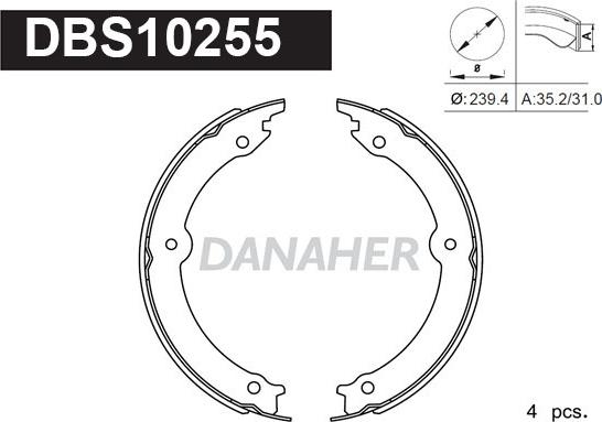 Danaher DBS10255 - Kit ganasce, Freno stazionamento autozon.pro