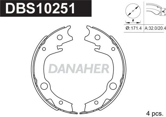 Danaher DBS10251 - Kit ganasce, Freno stazionamento autozon.pro