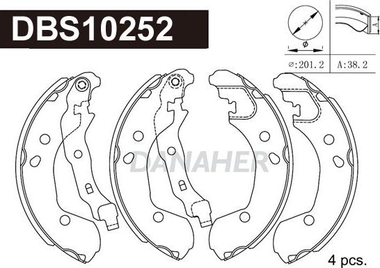 Danaher DBS10252 - Kit ganasce freno autozon.pro