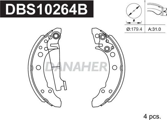 Danaher DBS10264B - Kit ganasce freno autozon.pro