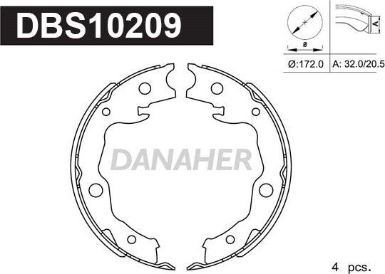 Danaher DBS10209 - Kit ganasce, Freno stazionamento autozon.pro