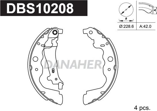 Danaher DBS10208 - Kit ganasce freno autozon.pro