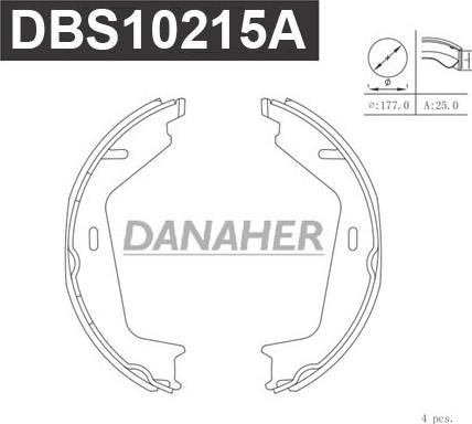 Danaher DBS10215A - Kit ganasce, Freno stazionamento autozon.pro