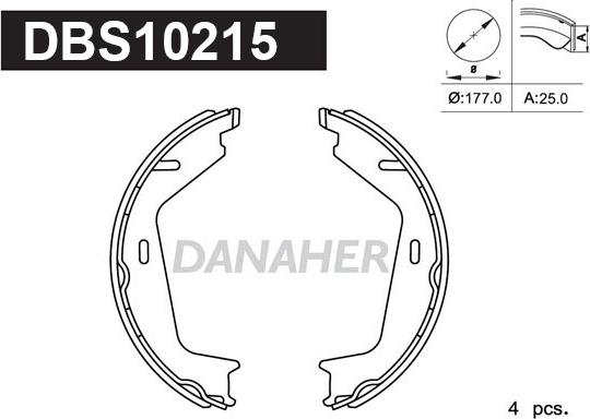 Danaher DBS10215 - Kit ganasce, Freno stazionamento autozon.pro