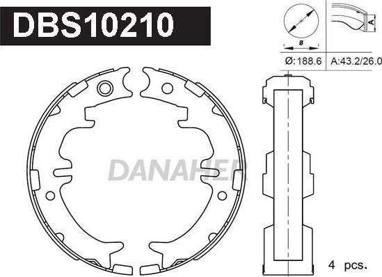 Danaher DBS10210 - Kit ganasce, Freno stazionamento autozon.pro