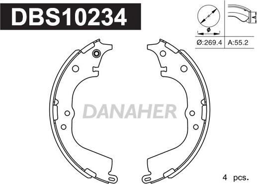 Danaher DBS10234 - Kit ganasce freno autozon.pro