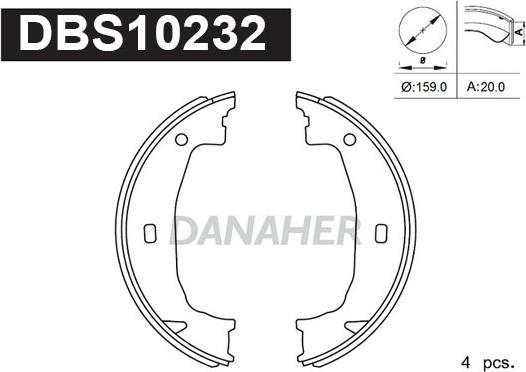 Danaher DBS10232 - Kit ganasce, Freno stazionamento autozon.pro