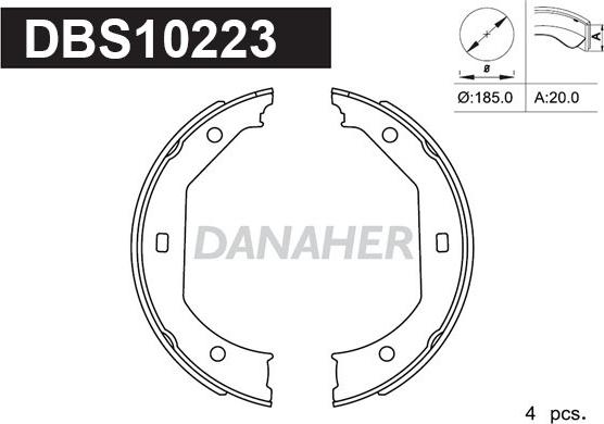 Danaher DBS10223 - Kit ganasce, Freno stazionamento autozon.pro