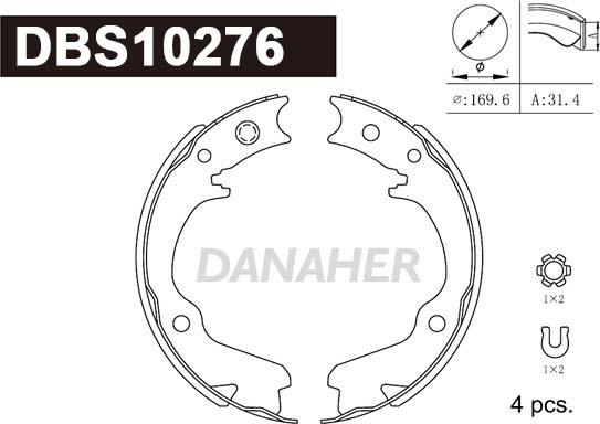 Danaher DBS10276 - Kit ganasce, Freno stazionamento autozon.pro