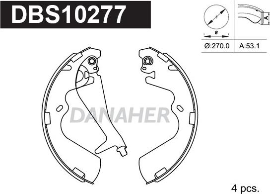 Danaher DBS10277 - Kit ganasce freno autozon.pro