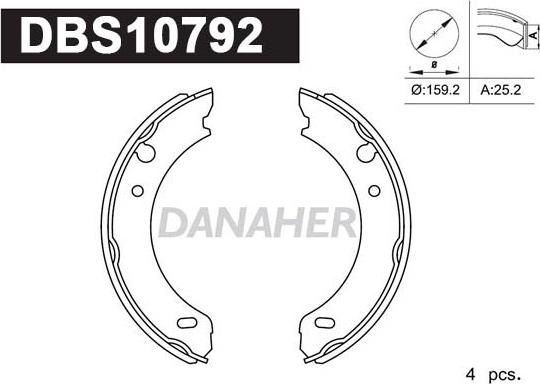 Danaher DBS10792 - Kit ganasce, Freno stazionamento autozon.pro