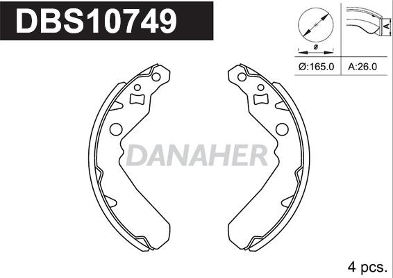 Danaher DBS10749 - Kit ganasce freno autozon.pro