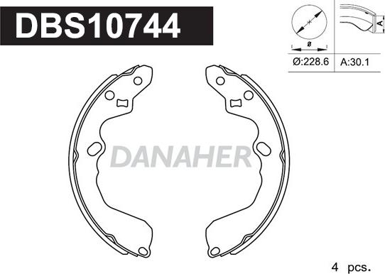 Danaher DBS10744 - Kit ganasce freno autozon.pro