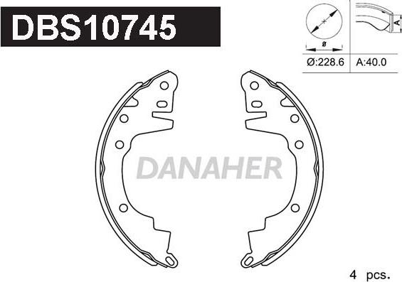 Danaher DBS10745 - Kit ganasce freno autozon.pro