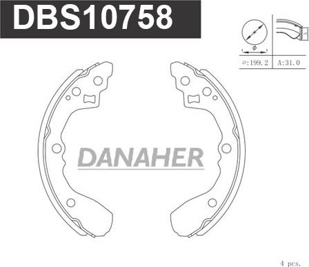 Danaher DBS10758 - Kit ganasce freno autozon.pro