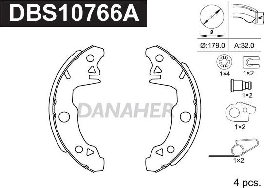 Danaher DBS10766A - Kit ganasce freno autozon.pro