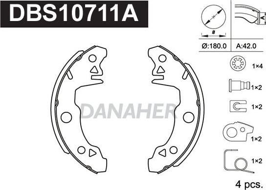 Danaher DBS10711A - Kit ganasce freno autozon.pro