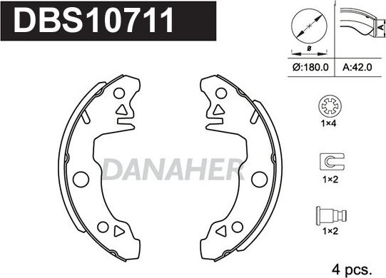 Danaher DBS10711 - Kit ganasce freno autozon.pro