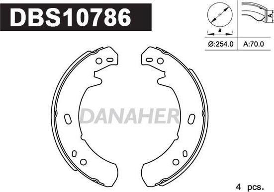 Danaher DBS10786 - Kit ganasce, Freno stazionamento autozon.pro