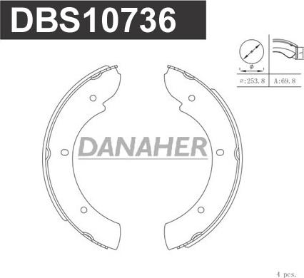 Danaher DBS10736 - Kit ganasce, Freno stazionamento autozon.pro