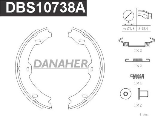 Danaher DBS10738A - Kit ganasce, Freno stazionamento autozon.pro