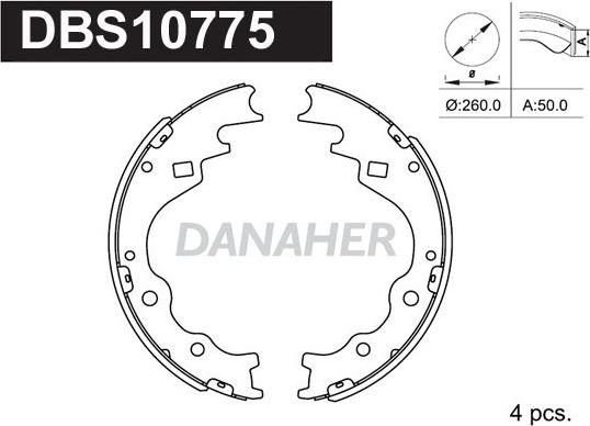 Danaher DBS10775 - Kit ganasce freno autozon.pro