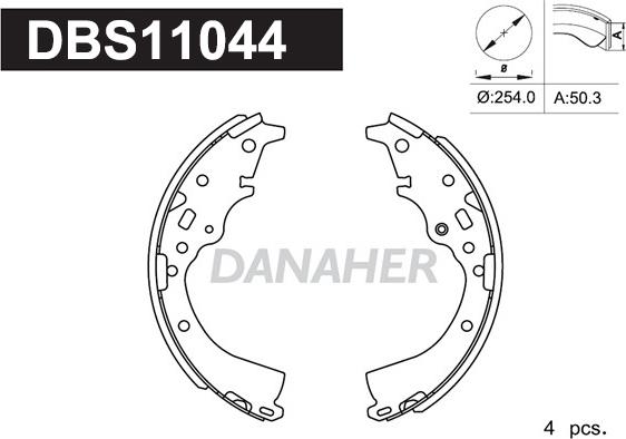 Danaher DBS11044 - Kit ganasce freno autozon.pro