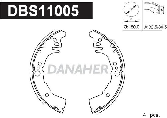 Danaher DBS11005 - Kit ganasce freno autozon.pro